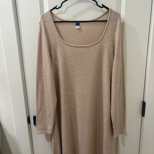Chic Beige Long Sleeve Knit Dress-Old Navy